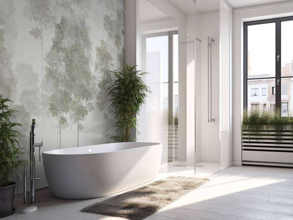 Getekend bos in de mist