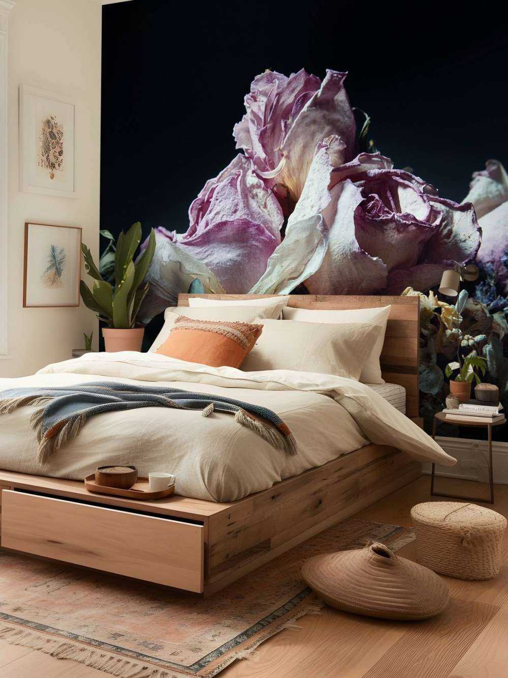 Gedroogde bloemen op zwart achtergrond