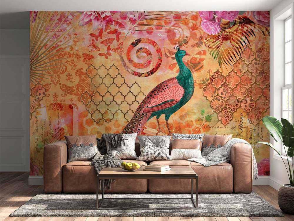 Majestic oriental peacock fantasy collage