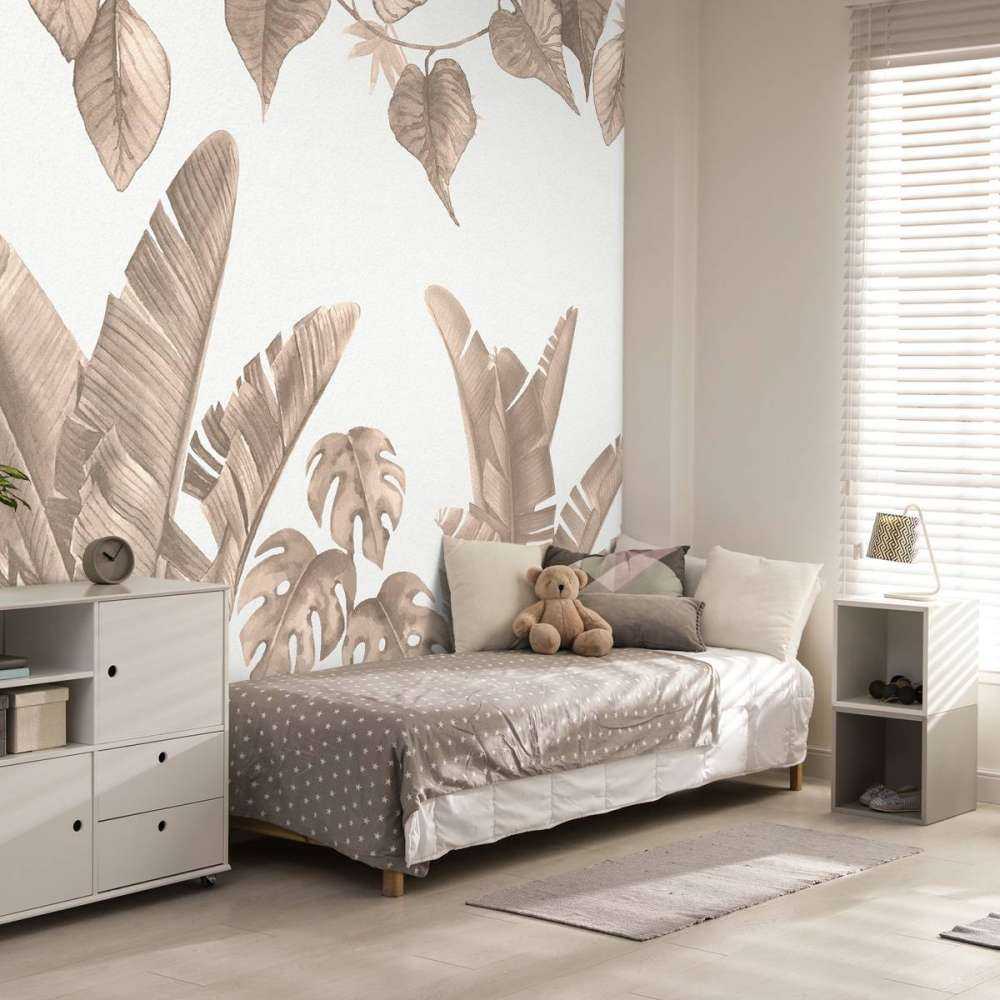 Jungle bladeren in taupe