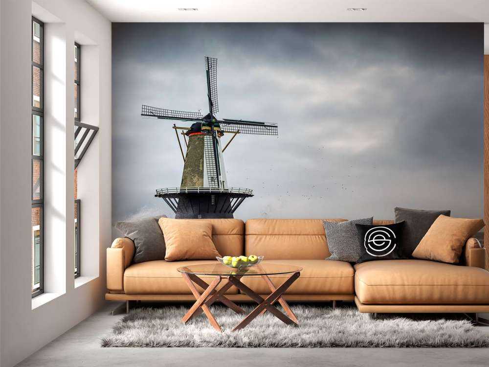 Molen met storm golven