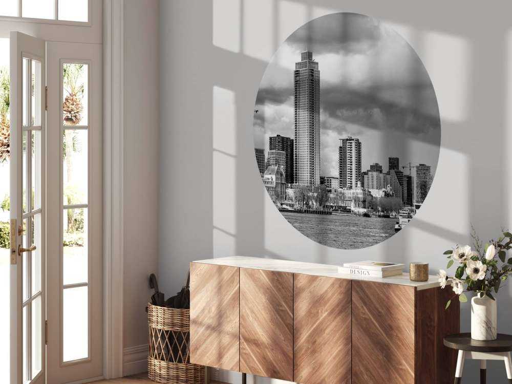 Skyline Rotterdam (Westerkade) vanaf Katendrecht (zwart wit) 