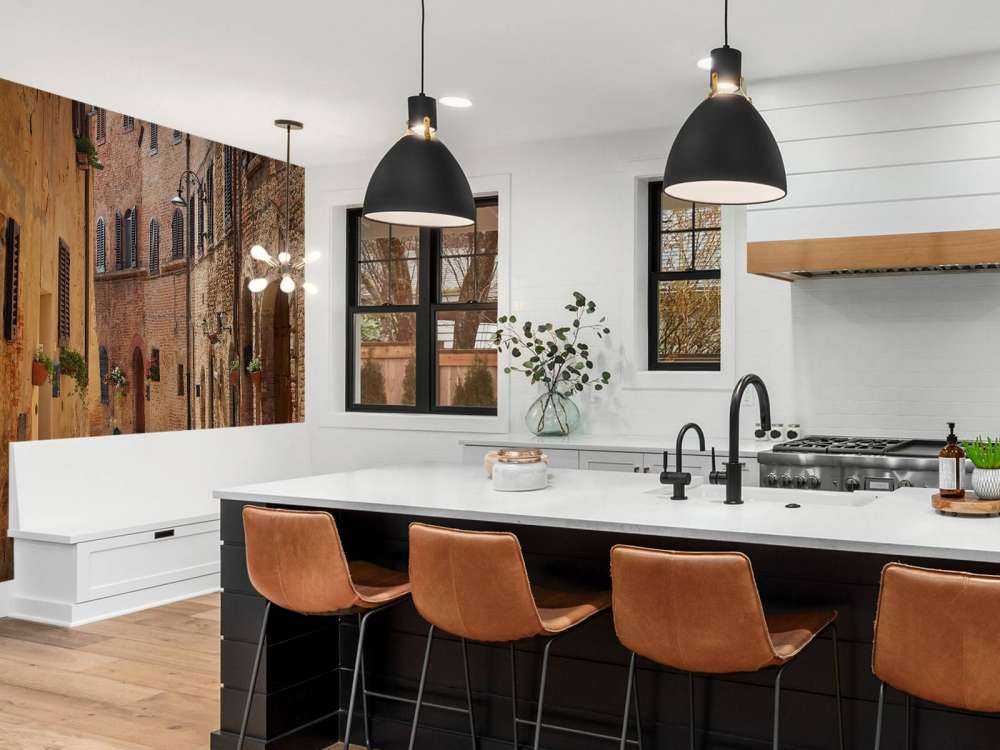 Klassiek straatje met bloemen