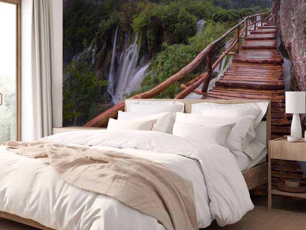 Brug met zonsondergang