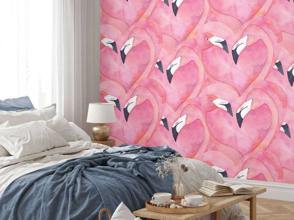 Waterverf flamingo's