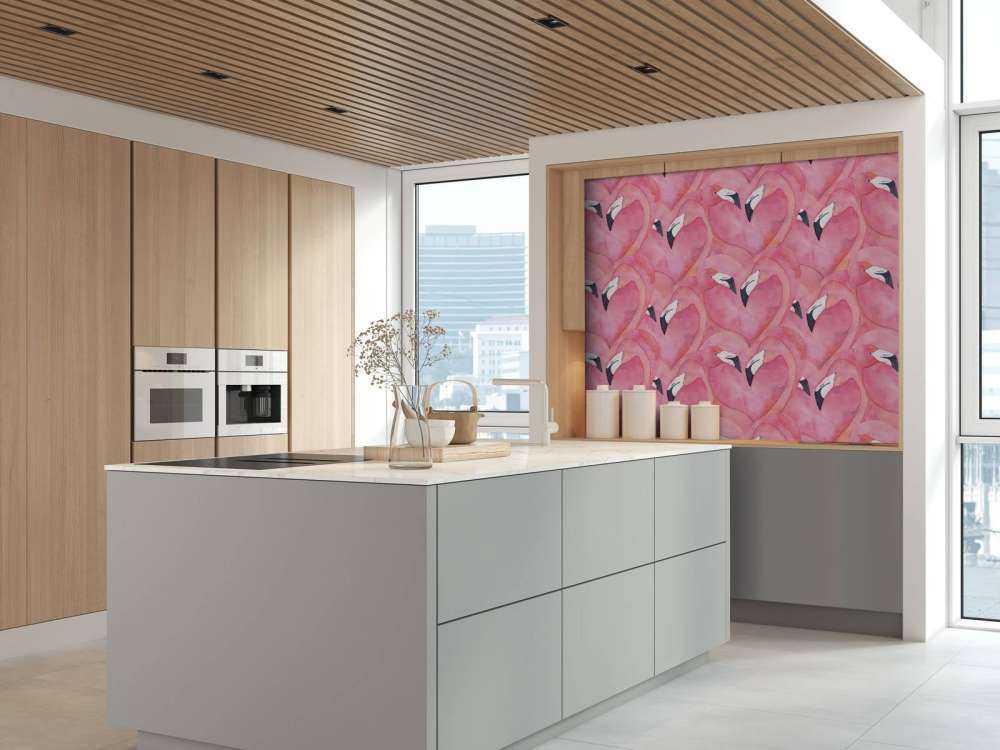 Waterverf flamingo's