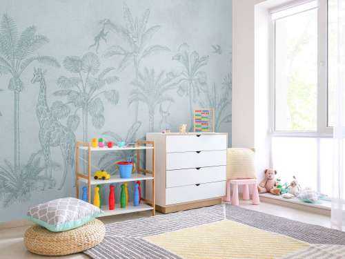 Tropisch dierenjungle blauw