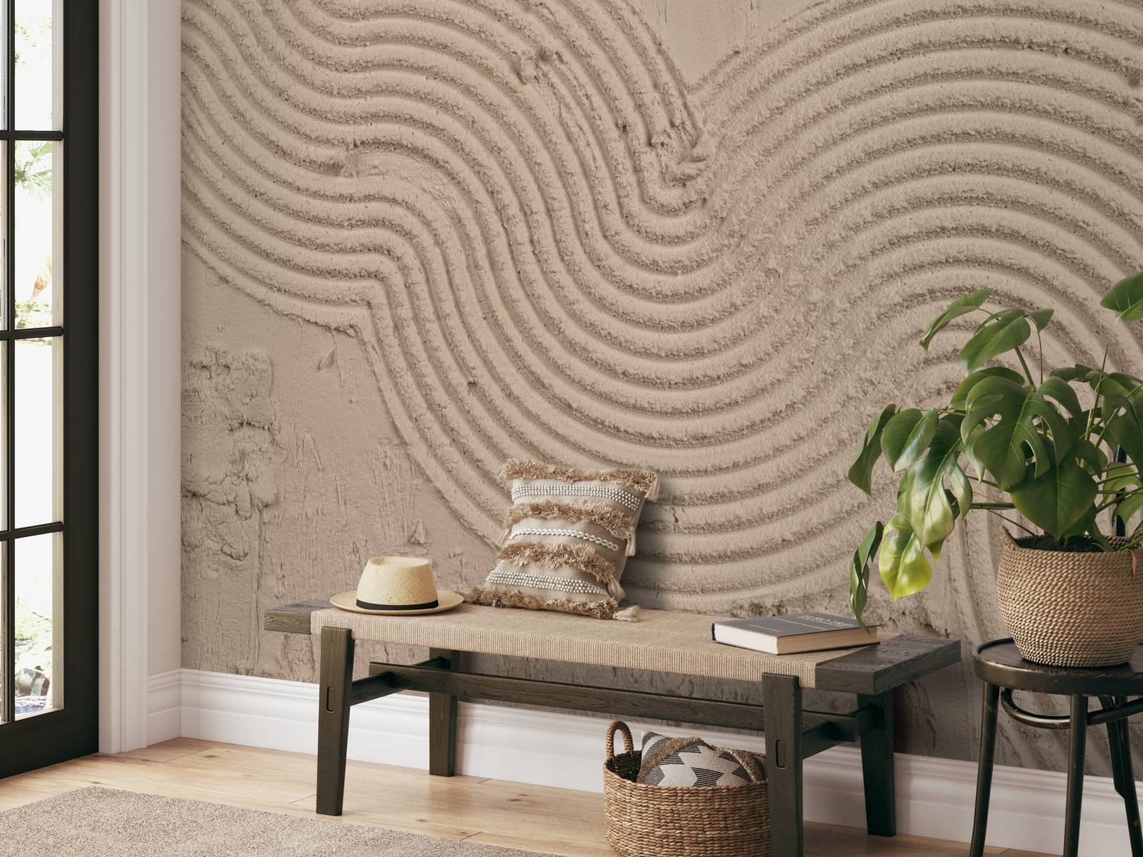 Organische lijnen en structuren in taupe