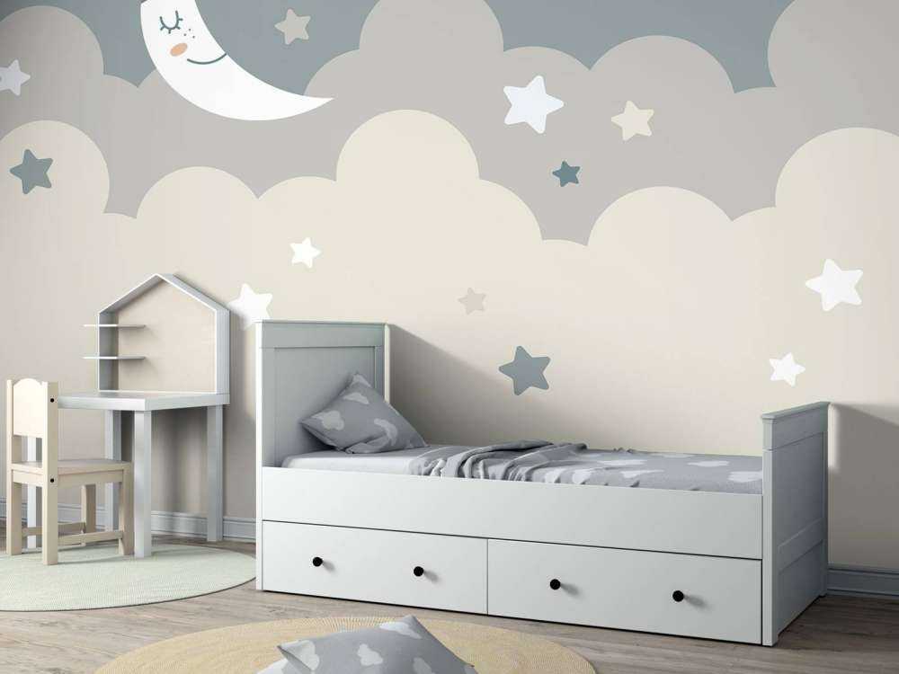 Maan met sterren in de wolken