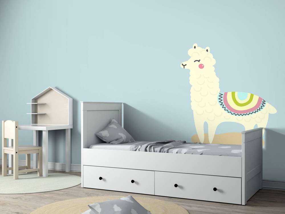 Alpaca design met een blauwe achtergrond