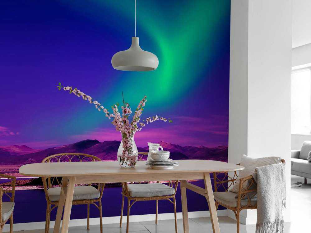 Noorderlicht met roze effect