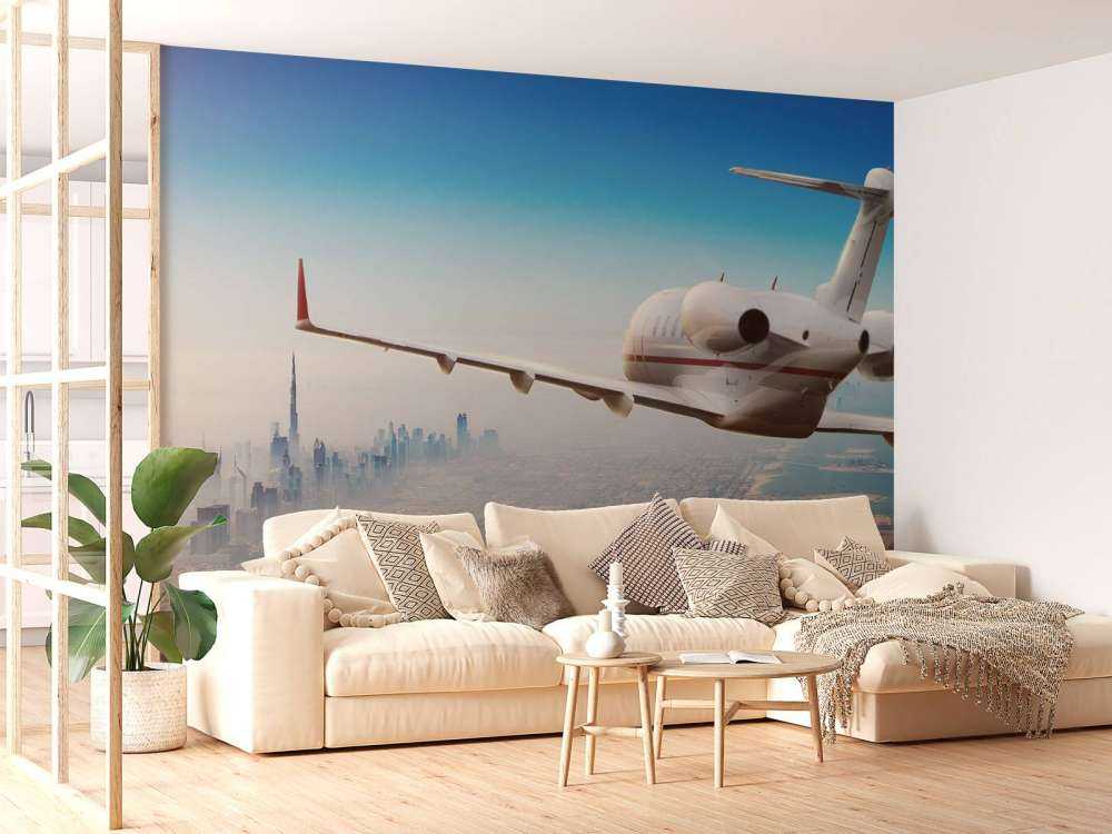 Privéjet boven Dubai