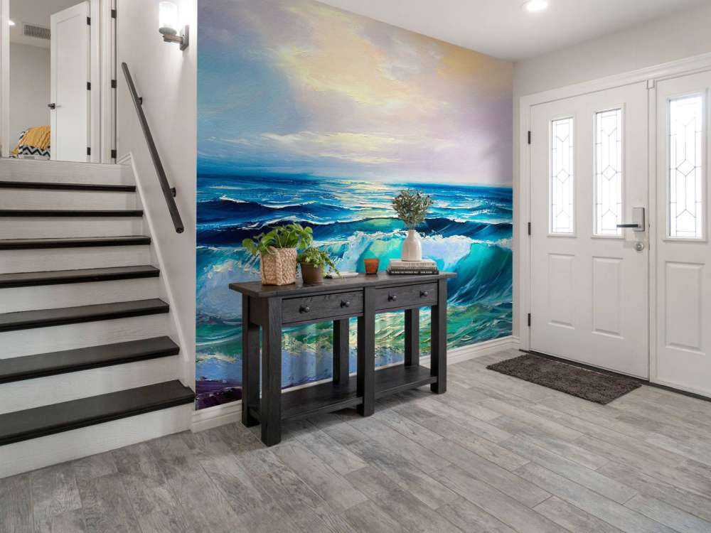 Olieverfschilderij van een heldere zee