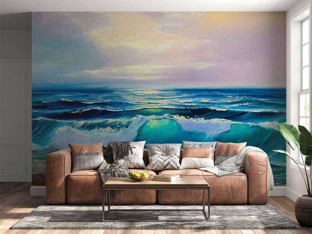 Olieverfschilderij van een heldere zee