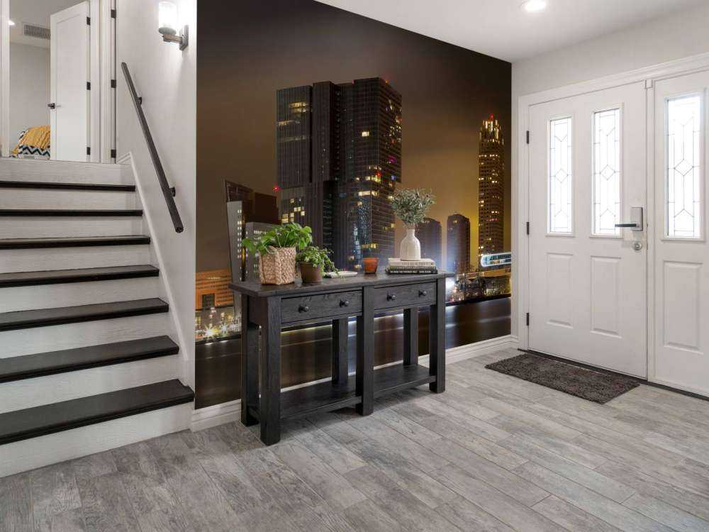 Rotterdam skyline in de avond