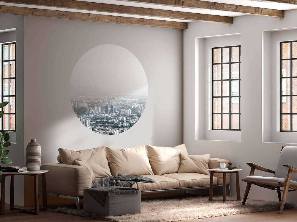 Grote stad met gordijn effect