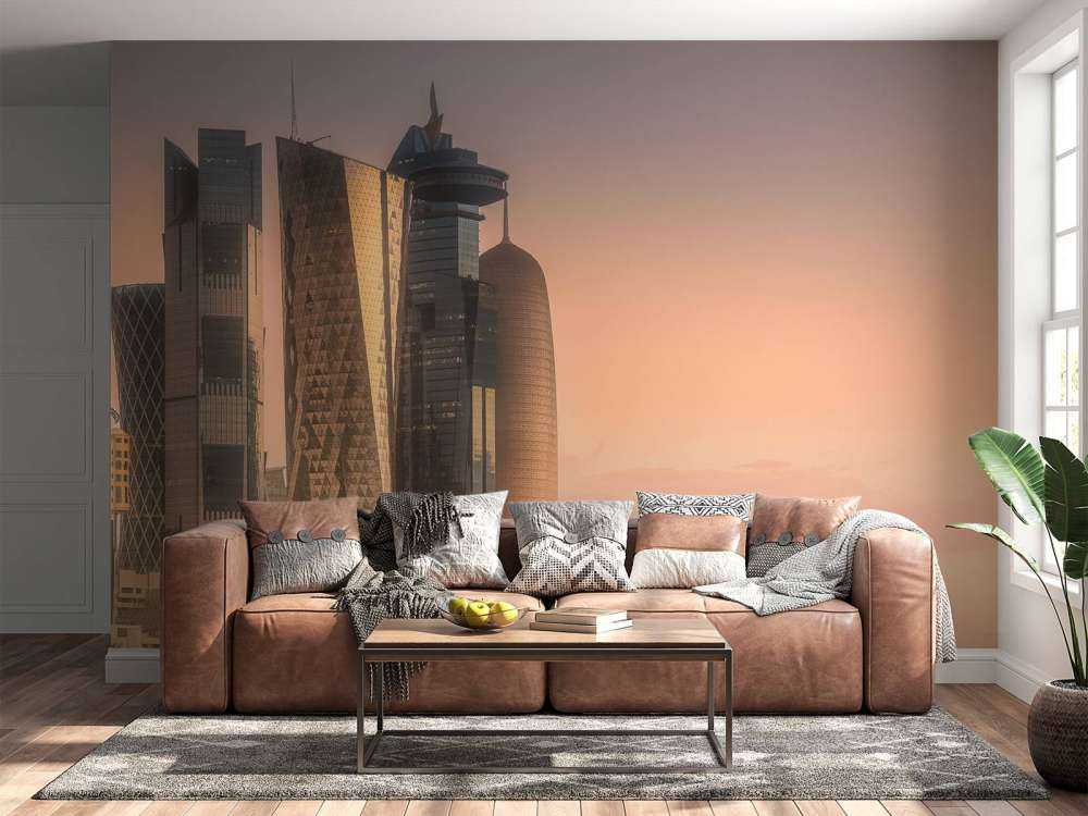 Skyline van Doha in de avond