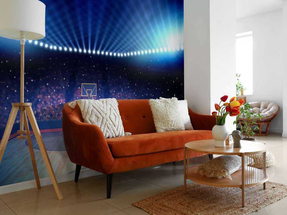 Verlichte basketbal arena