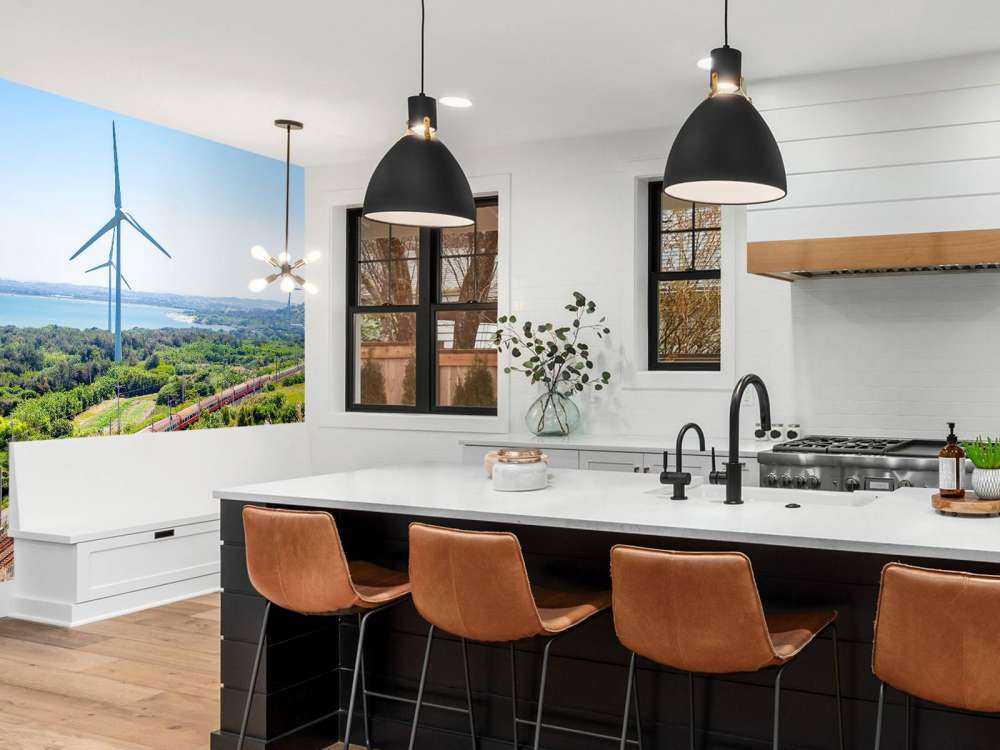 Rode trein langs windmolens