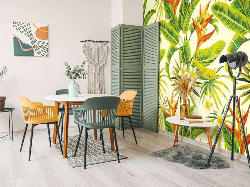 Bloemen en bladeren print