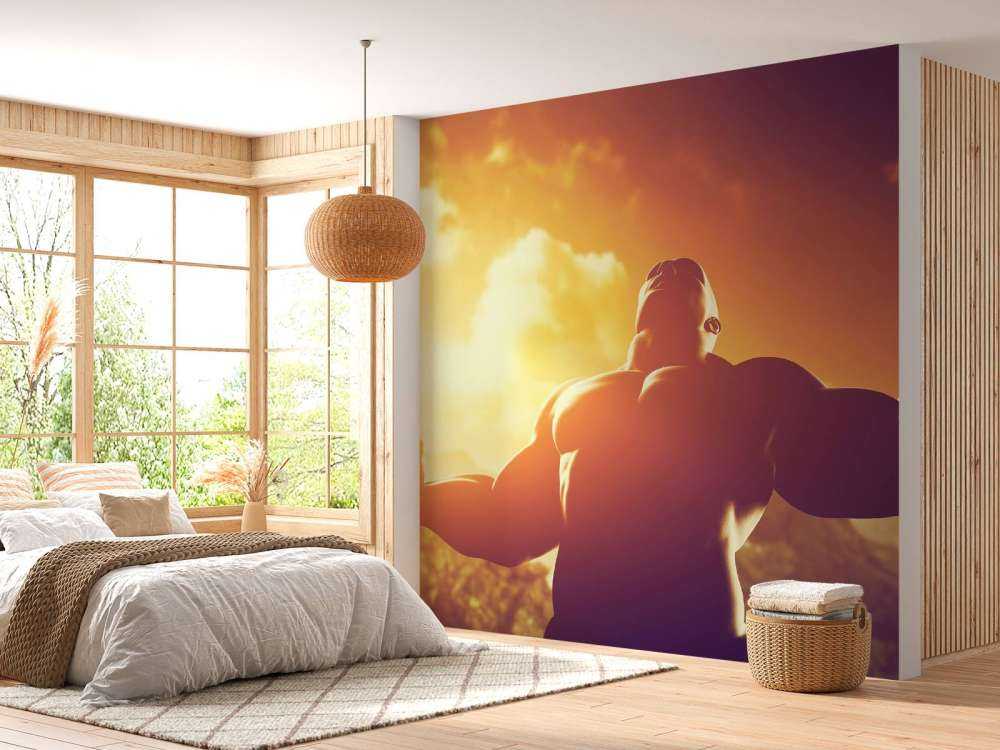 Gespierde man bij zonsondergang