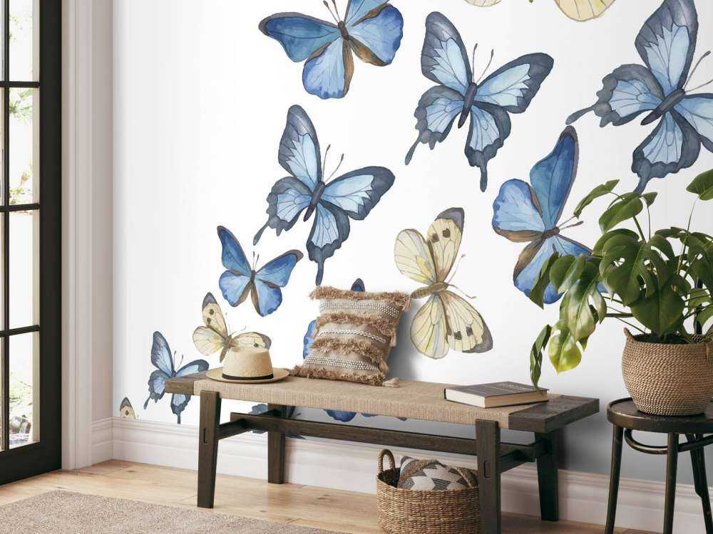 Aquarel van vlinders met een witte achtergrond