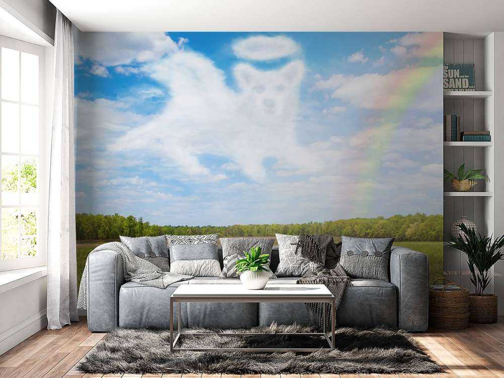 Open veld met Hond Engel wolk