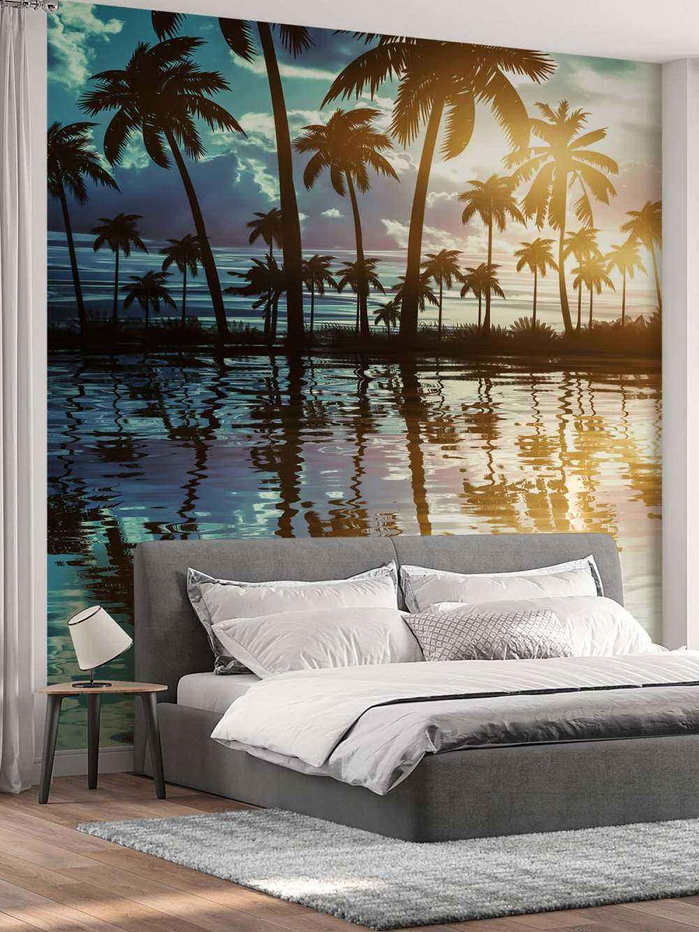 Nachtlandschap met palmbomen