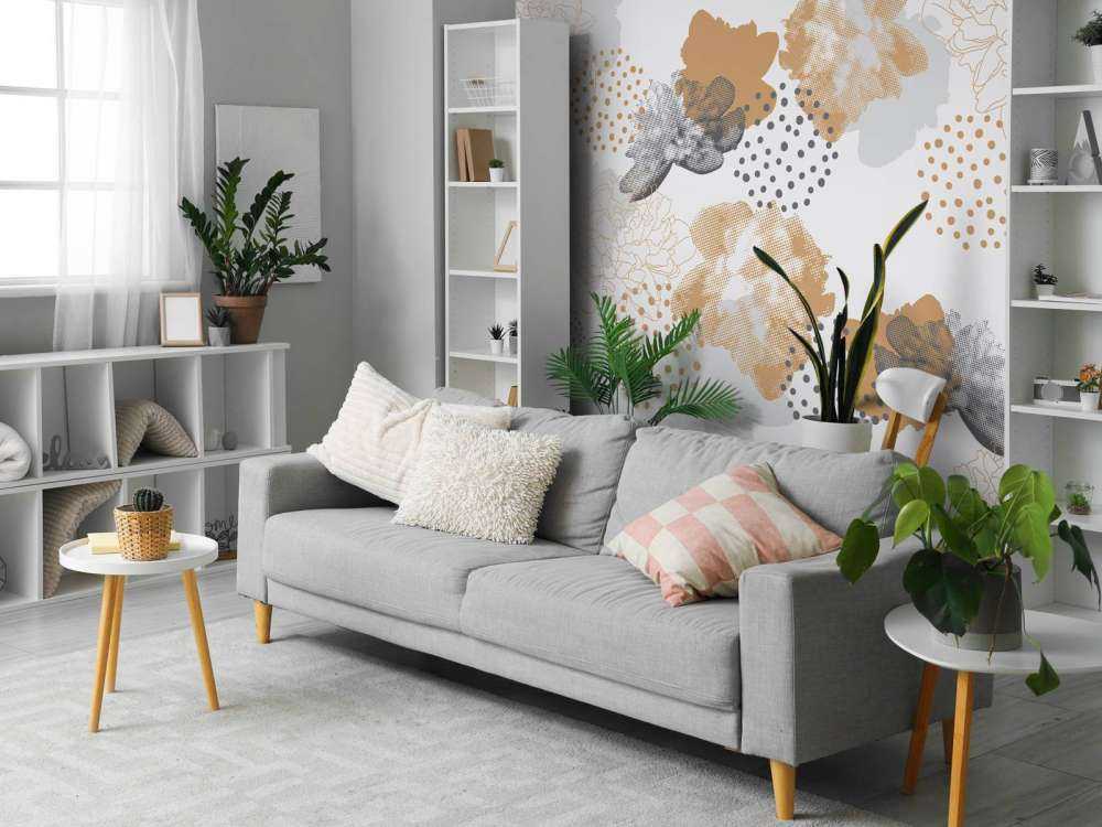 Grijs bloemen patroon