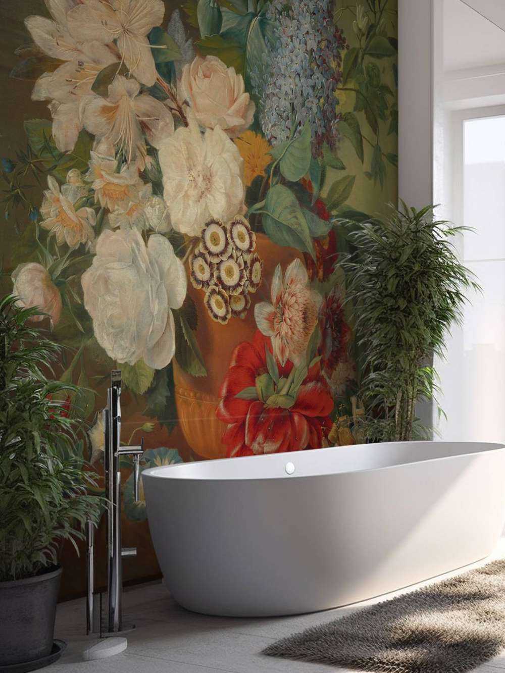 Bloemen in een terracotta vaas