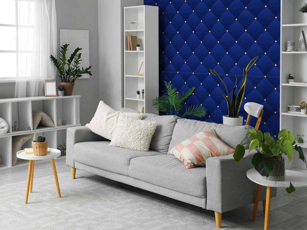 Donkerblauw chesterfield patroon