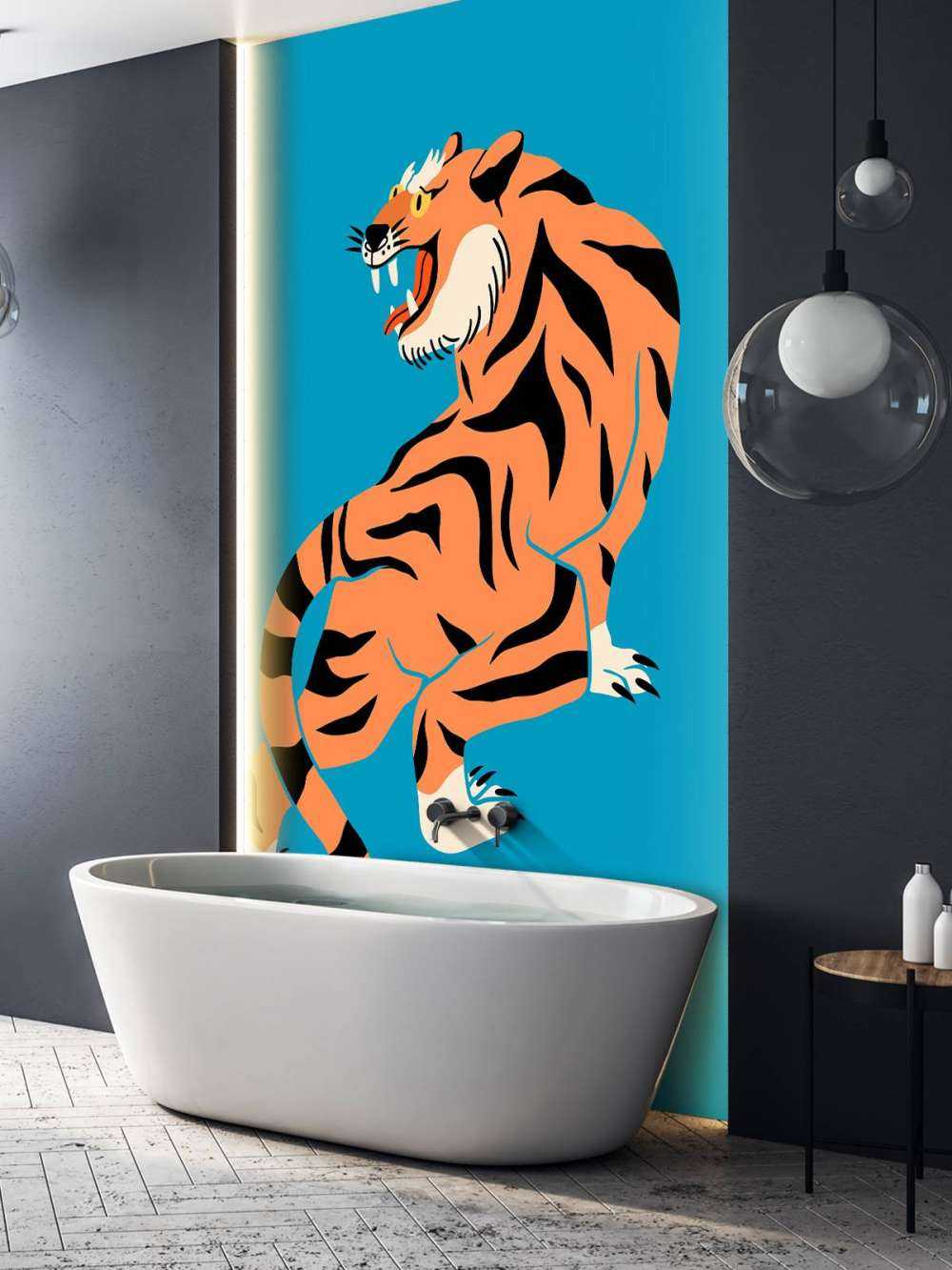 Tijger op blauwe achtergrond