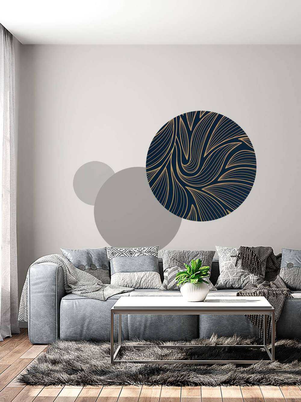 Art deco bloemen blauw
