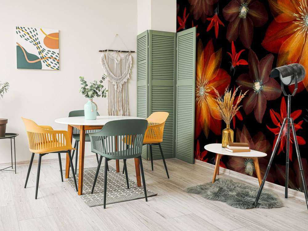 Rode clematis bloemen