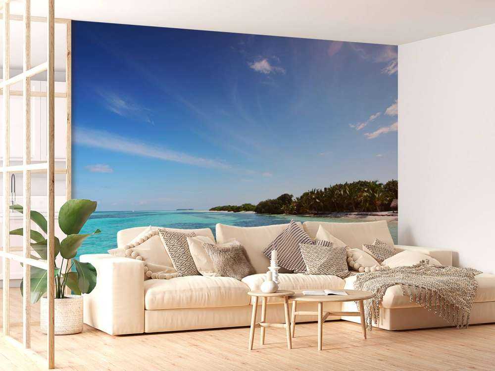 Tropisch strand met palmbomen