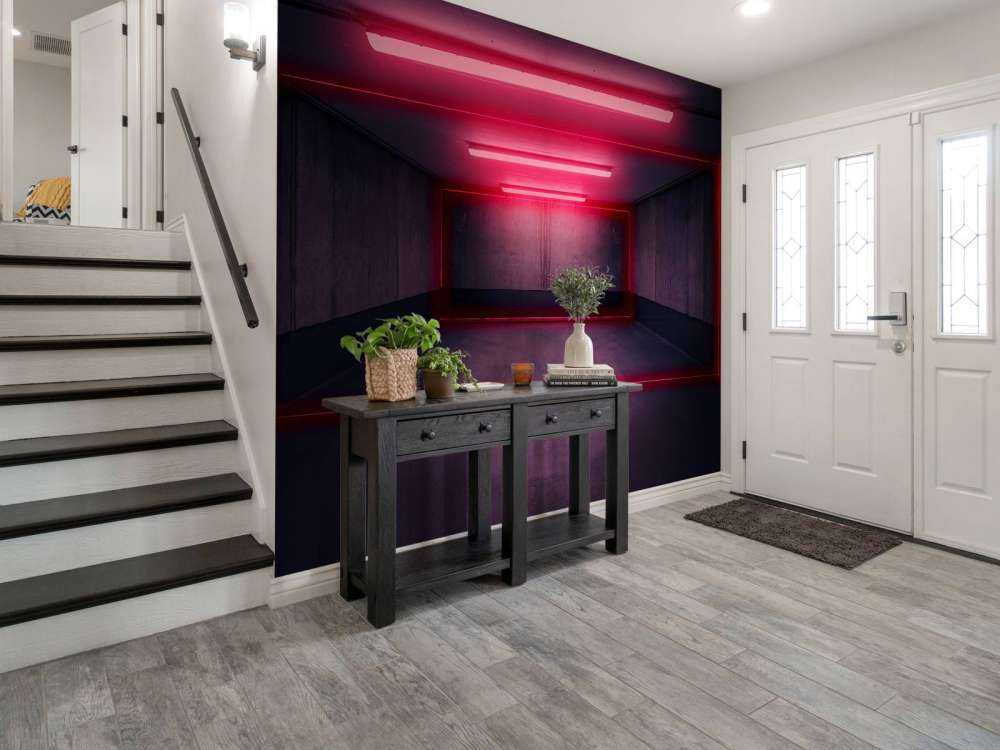 Neon verlichte parkeergarage