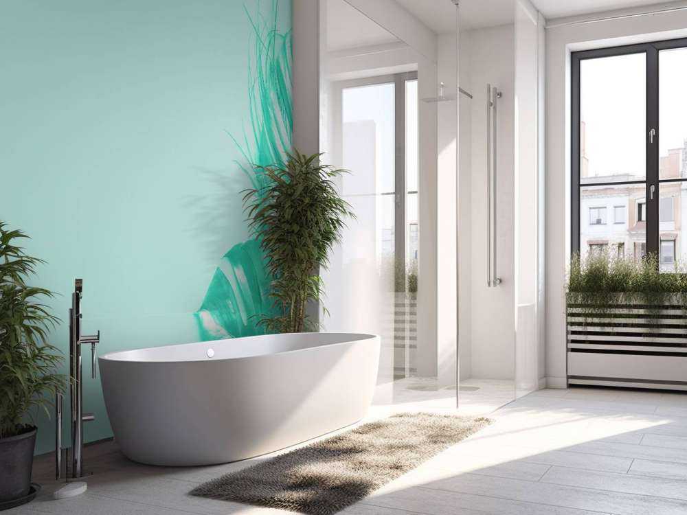 Blauwe achtergrond met exotische bladeren