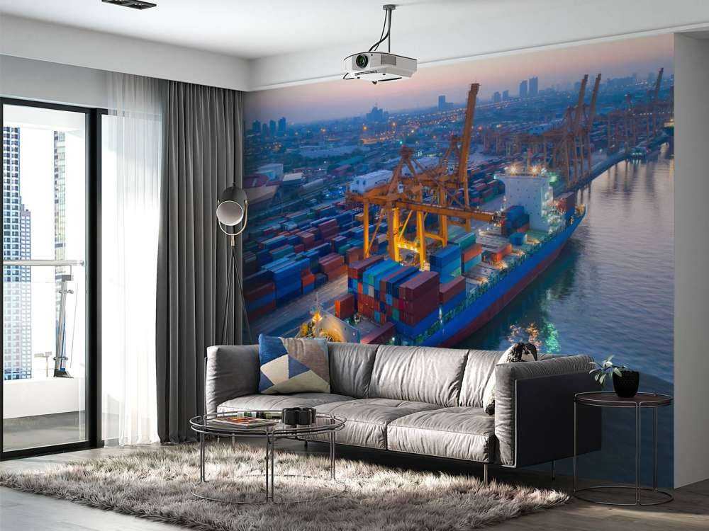 Luchtfoto van een containerschip in de haven