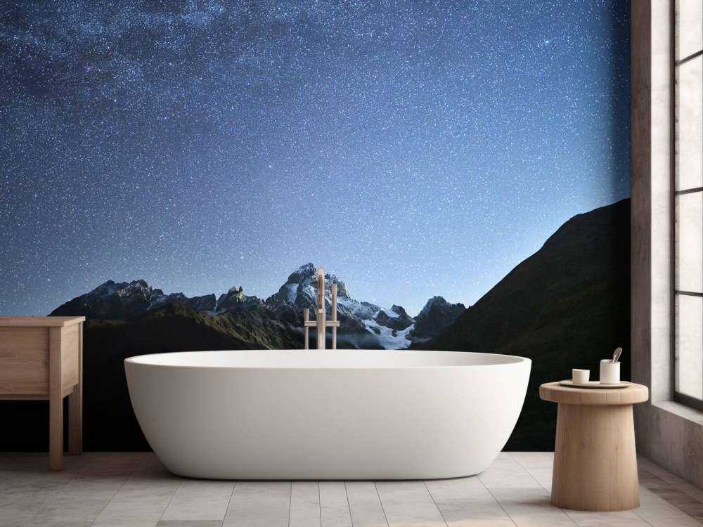 Een verlichte nacht in de bergen