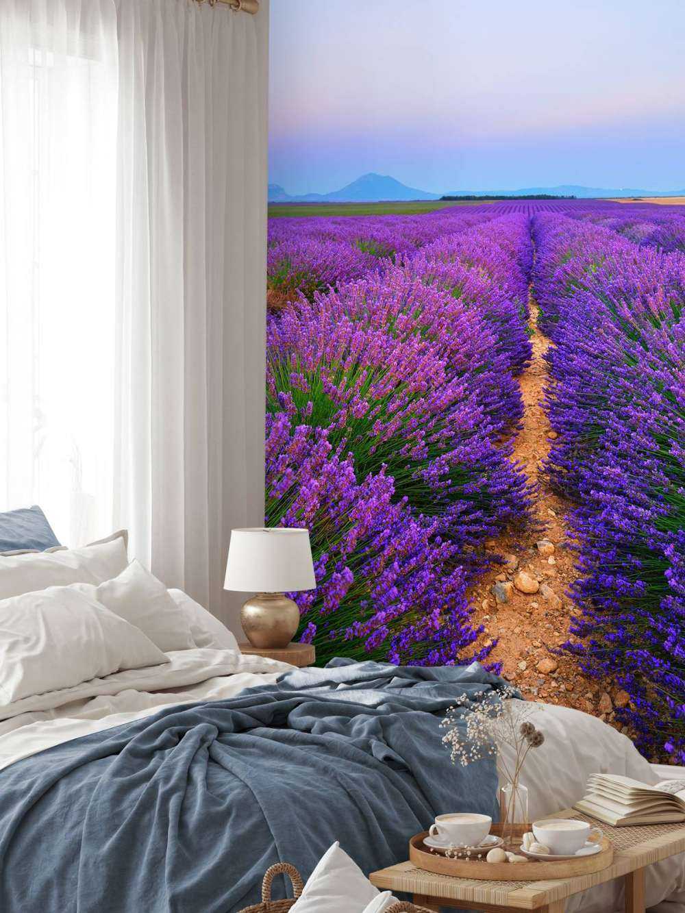 Lavendel landschap met bergen