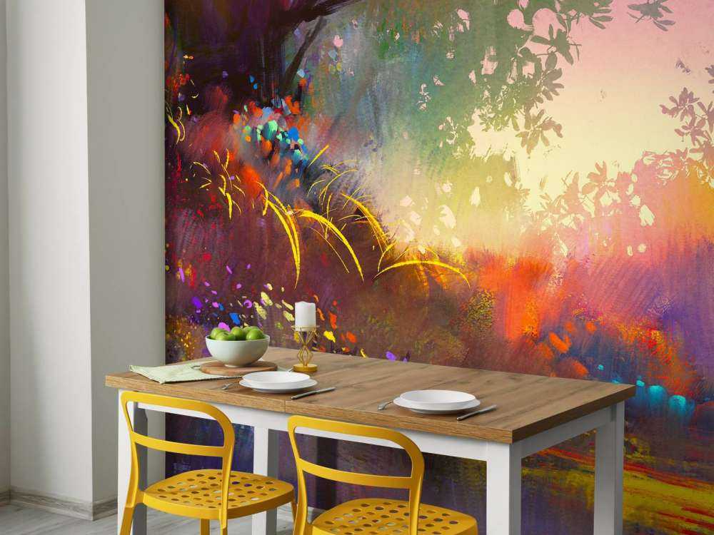 Wazig kleurrijk landschap schilderij