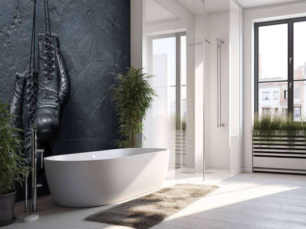 Old school zwarte bokshandschoenen aan een donkere muur