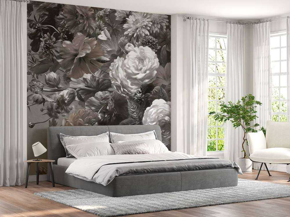 Big bouquet with poppies Sepia