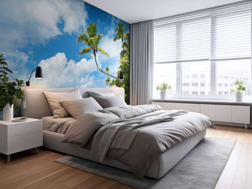 Palmbomen aan turquoise lagune