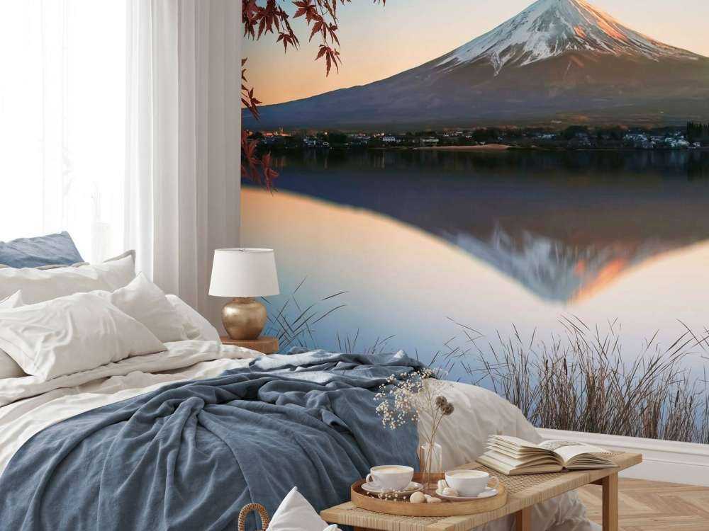 Herfstlicht over bergmeer Fuji