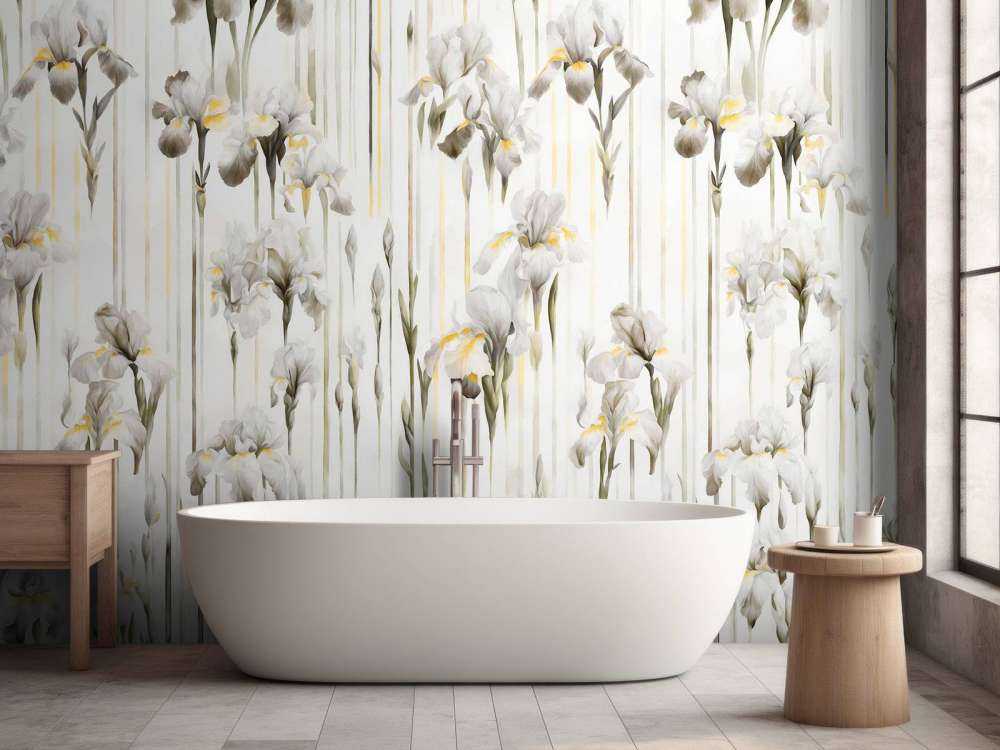 Irises and Stripes Seamless Sepia