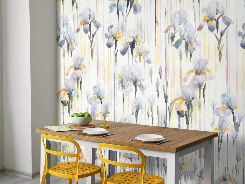 Irises and Stripes Seamless Blue