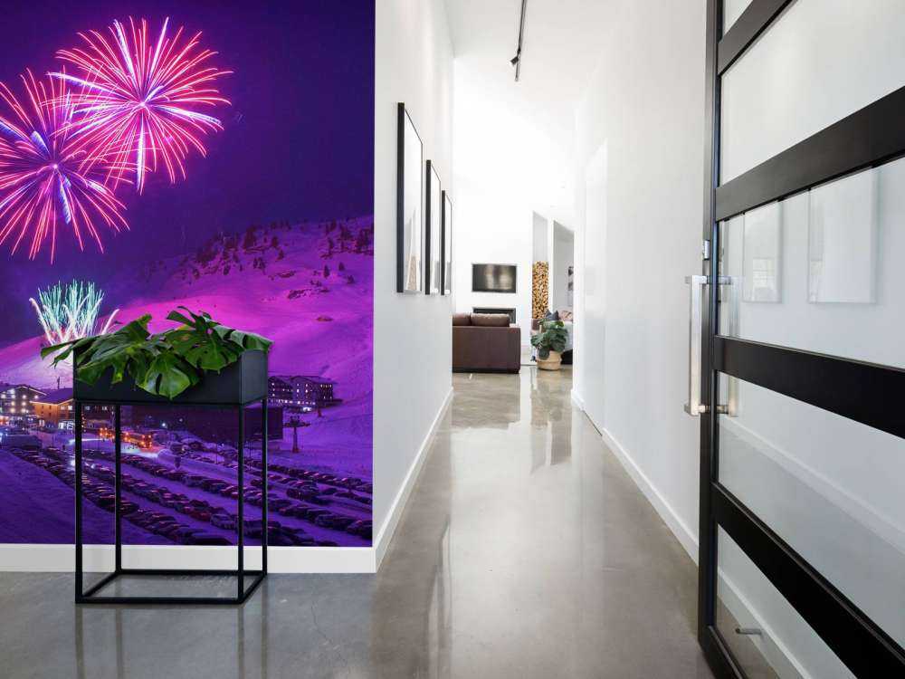 Vuurwerk boven winterdorp