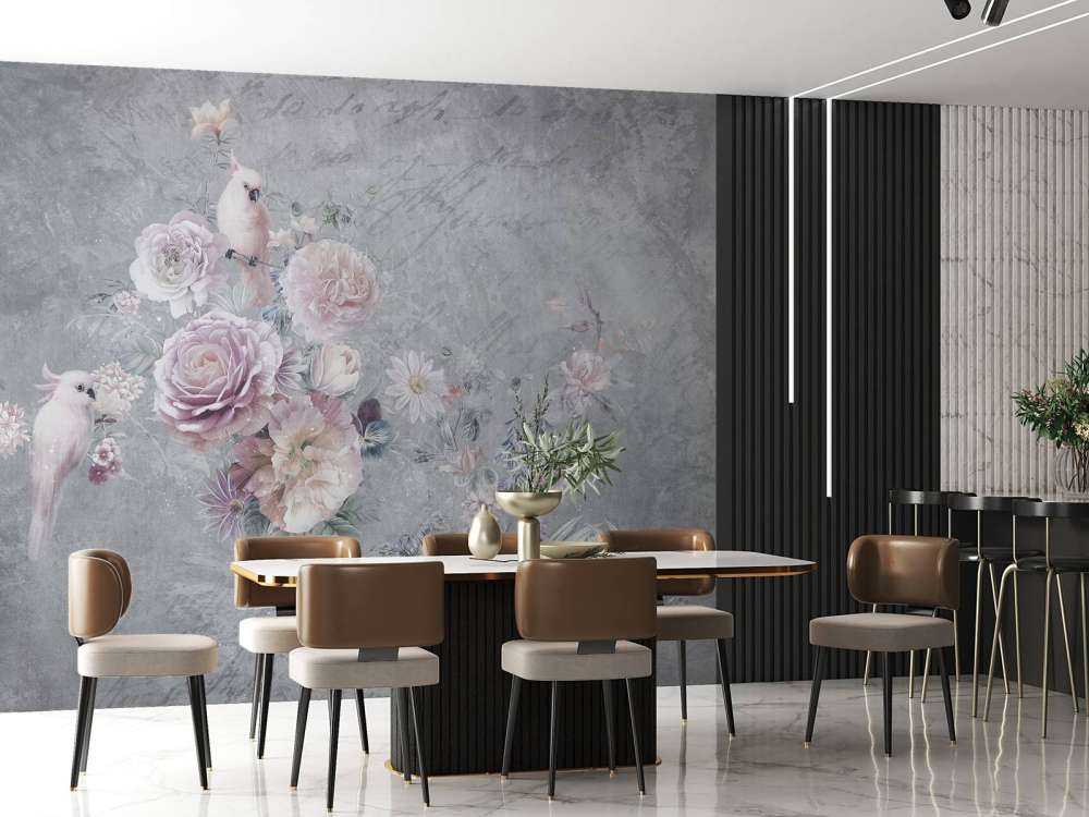 Romantische kaketoe en bloesemkrans