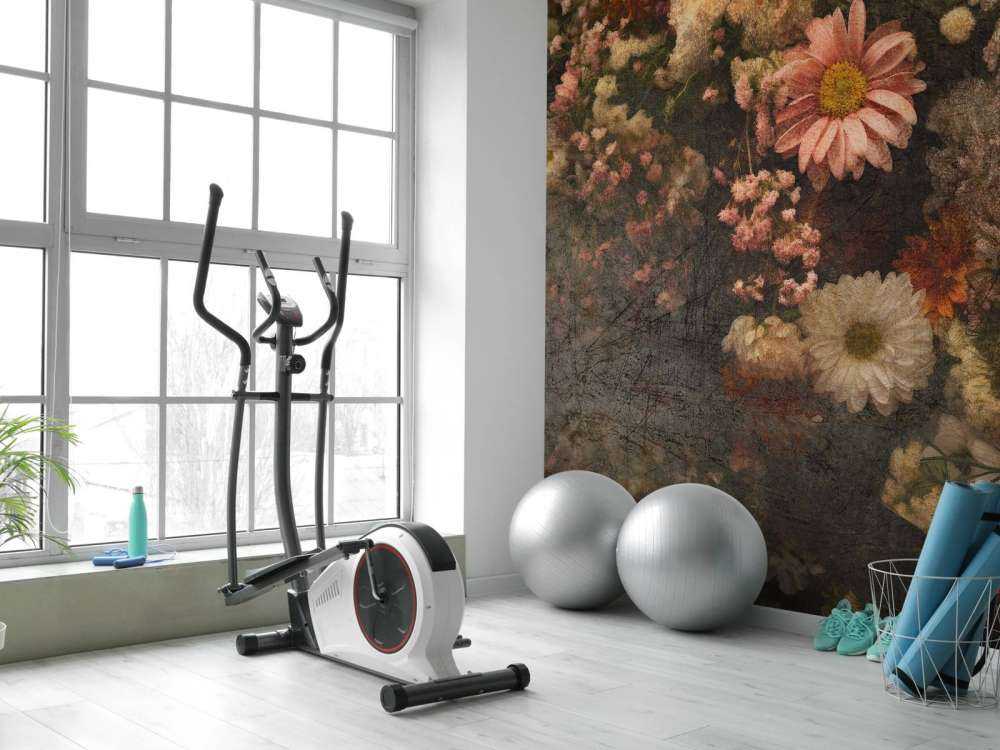 Bloemenveld in verouderde olieverf